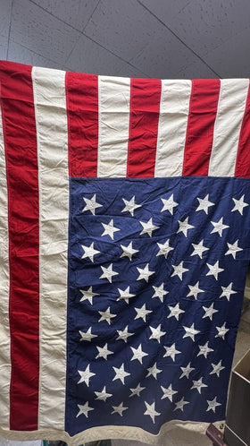 Vintage LARGE 50 Star Flag Stars Stripes Cloth Valley Forge 5' x 9' 2 Ply