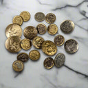 Lot of 18 Vintage Metal Shank Buttons, Rounded and Flat Styles, Military Style