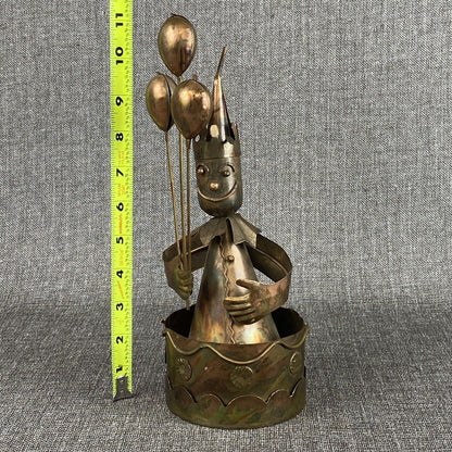 VTG YIP Brass Copper Metal Tin Music Box "Send In The Clowns" Balloons Circus