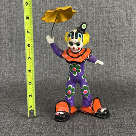 Mache Clown Umbrella Handpainted Vintage Colorful
