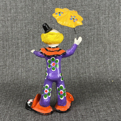 Mache Clown Umbrella Handpainted Vintage Colorful