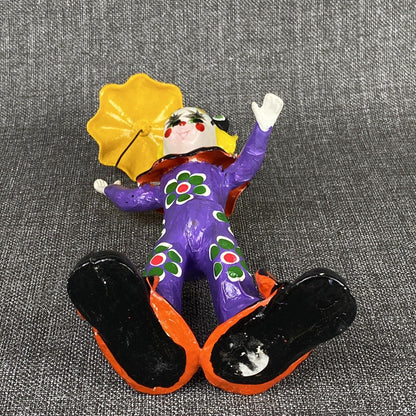 Mache Clown Umbrella Handpainted Vintage Colorful