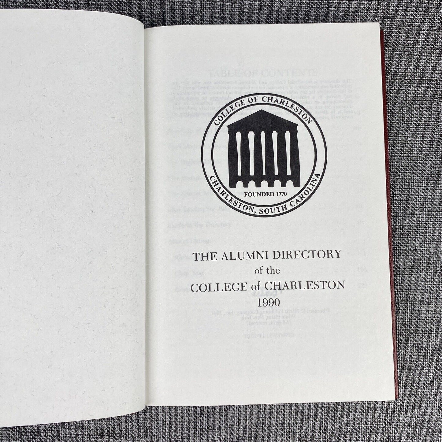 The Alumni Directory of the College of Charleston 1990 Book