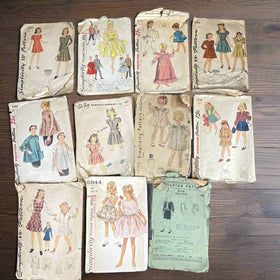 Lot of 11 Vintage Sewing Patterns Cut , young girls, kids , 1940's-1960's