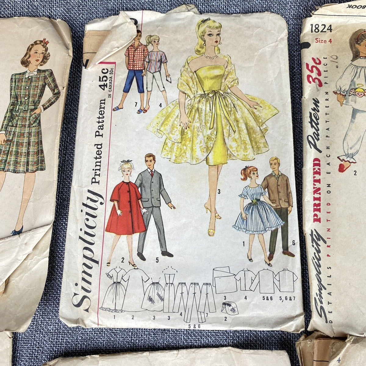 Lot of 11 Vintage Sewing Patterns Cut , young girls, kids , 1940's-1960's