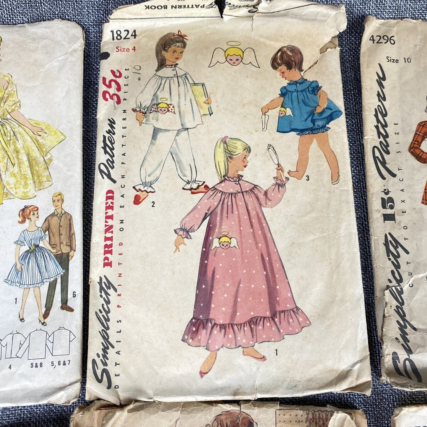 Lot of 11 Vintage Sewing Patterns Cut , young girls, kids , 1940's-1960's