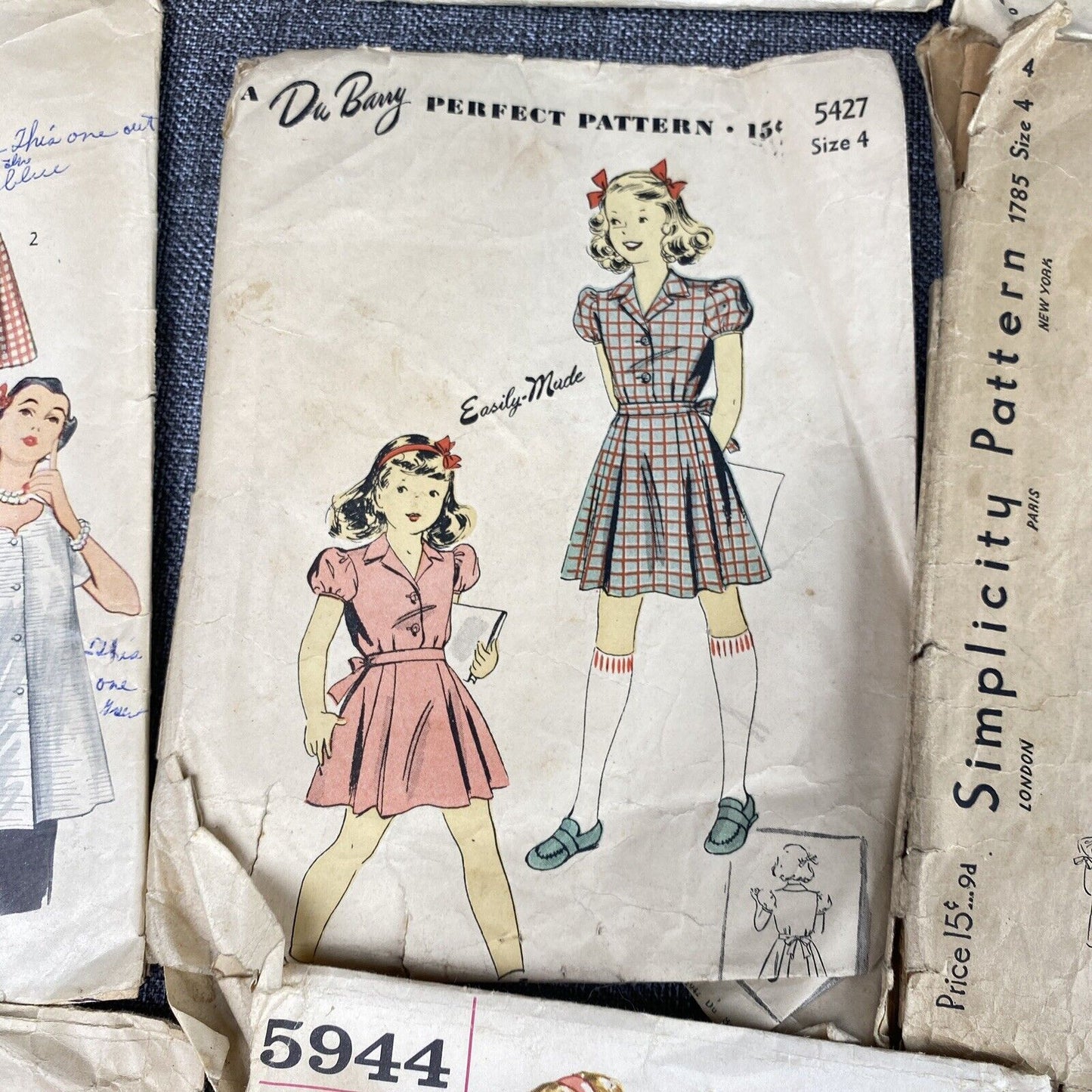 Lot of 11 Vintage Sewing Patterns Cut , young girls, kids , 1940's-1960's