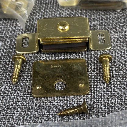 Vintage Furniture Hardware Brass Cabinet Door Magnets lot of 12