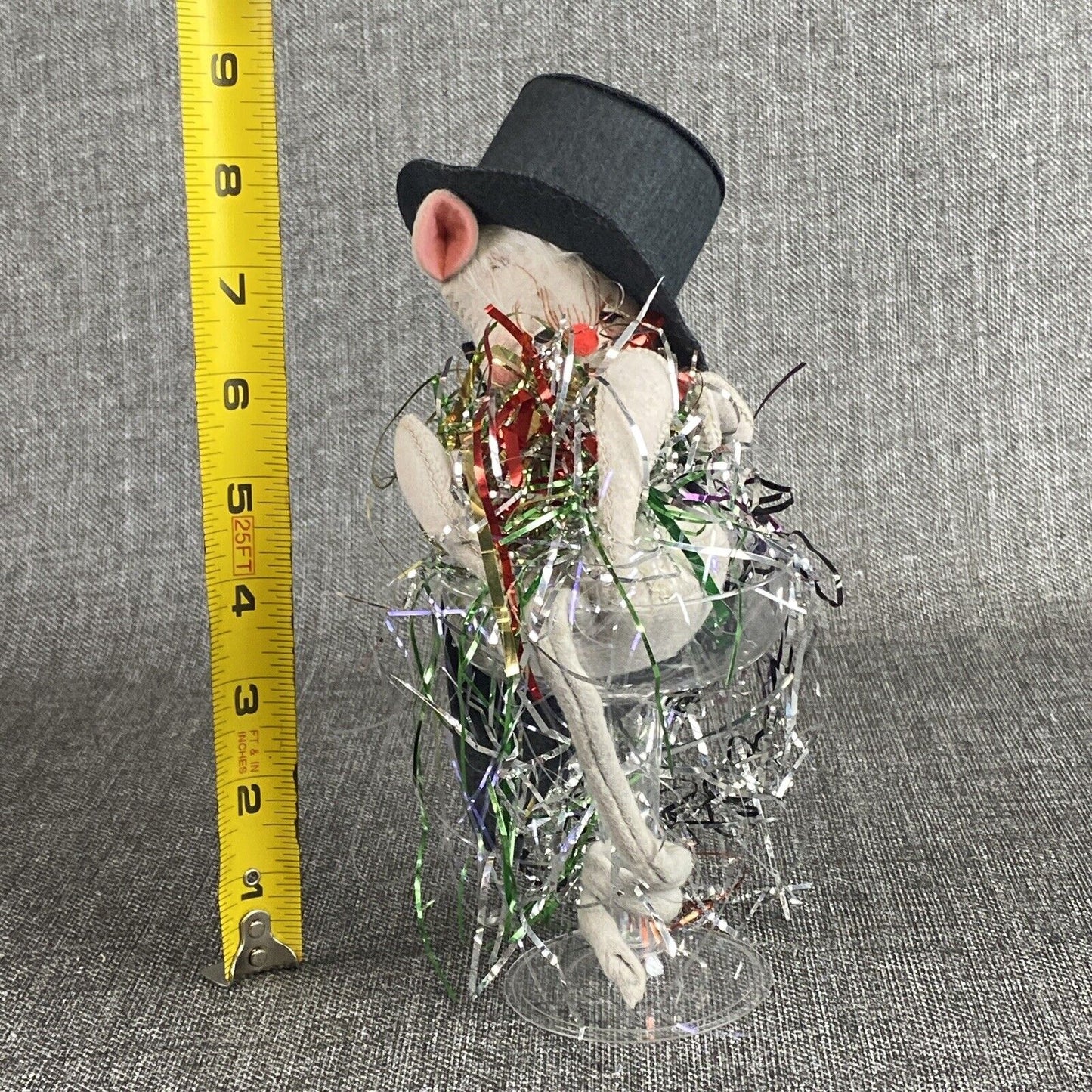 Annalee Doll New Year Toast Mouse 8" tall, 1995