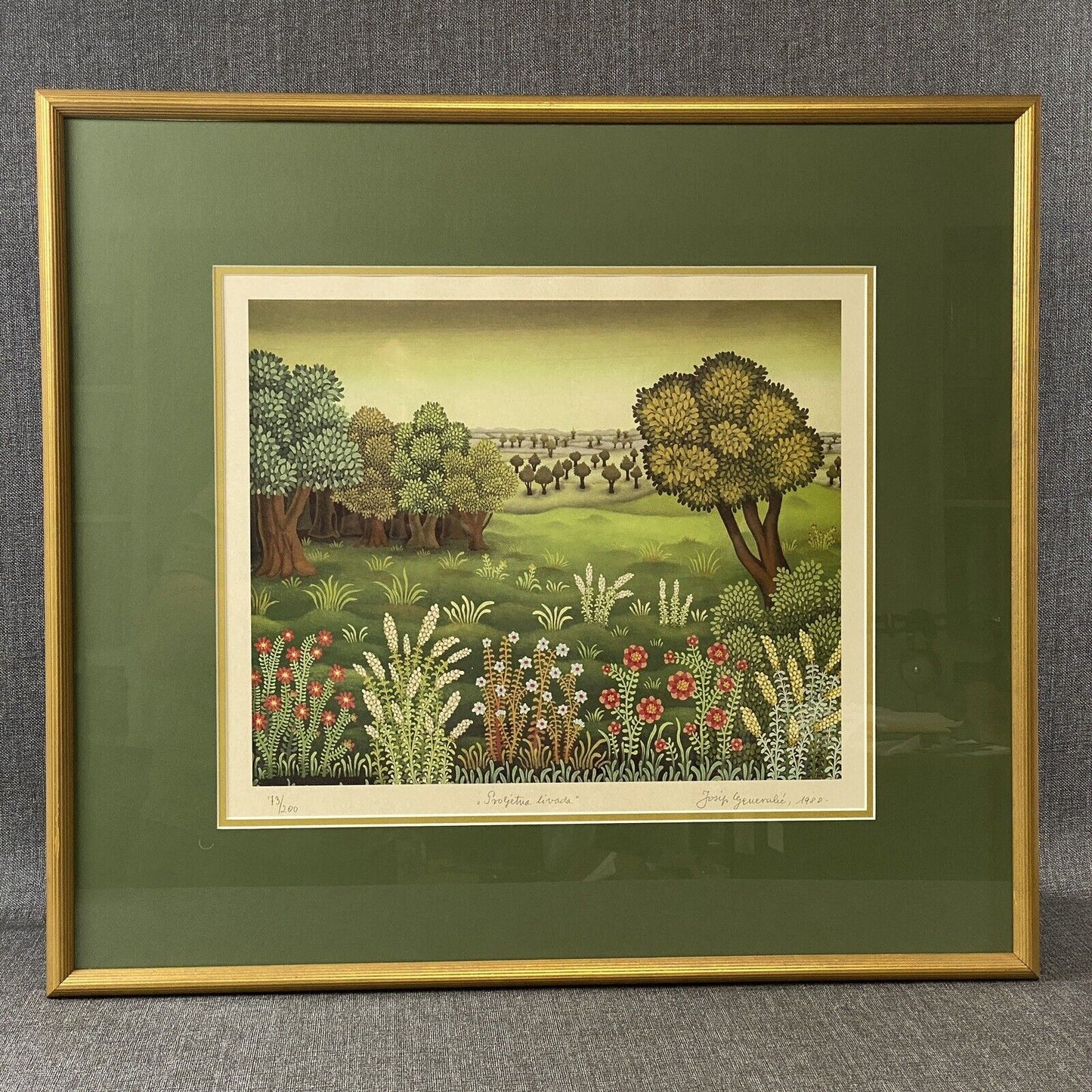 Ivan Generalic 'Spring Meadows' Landscape Print 1980 Signed  and Numbered 29x26"