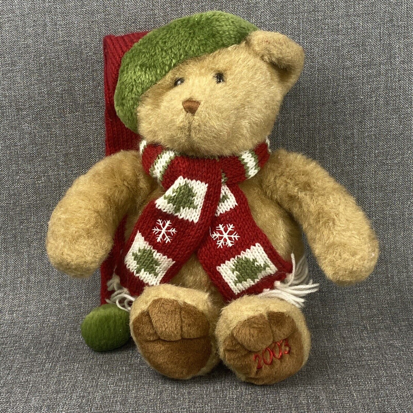 Dillards Christmas Bear Stuffed 2003 Animal Plush with Scarf 14" tall