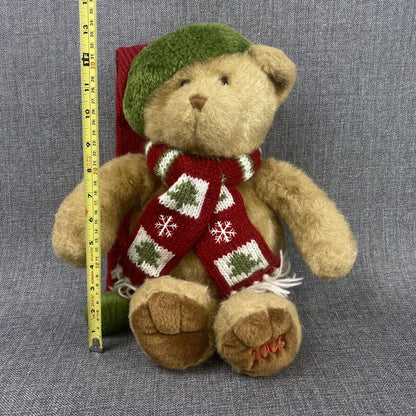 Dillards Christmas Bear Stuffed 2003 Animal Plush with Scarf 14" tall