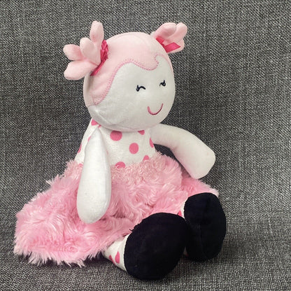 Baby Starters Plush Pink Polka Dot Baby Girl Doll Swirl Rosette Skirt Lovey 11"