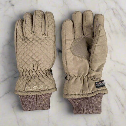 Thinsulate London Fog Quilted Brown Leather Womens Gloves Size Medium