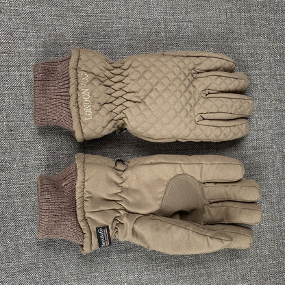 Thinsulate London Fog Quilted Brown Leather Womens Gloves Size Medium