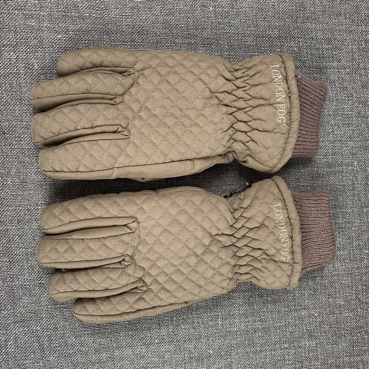 Thinsulate London Fog Quilted Brown Leather Womens Gloves Size Medium