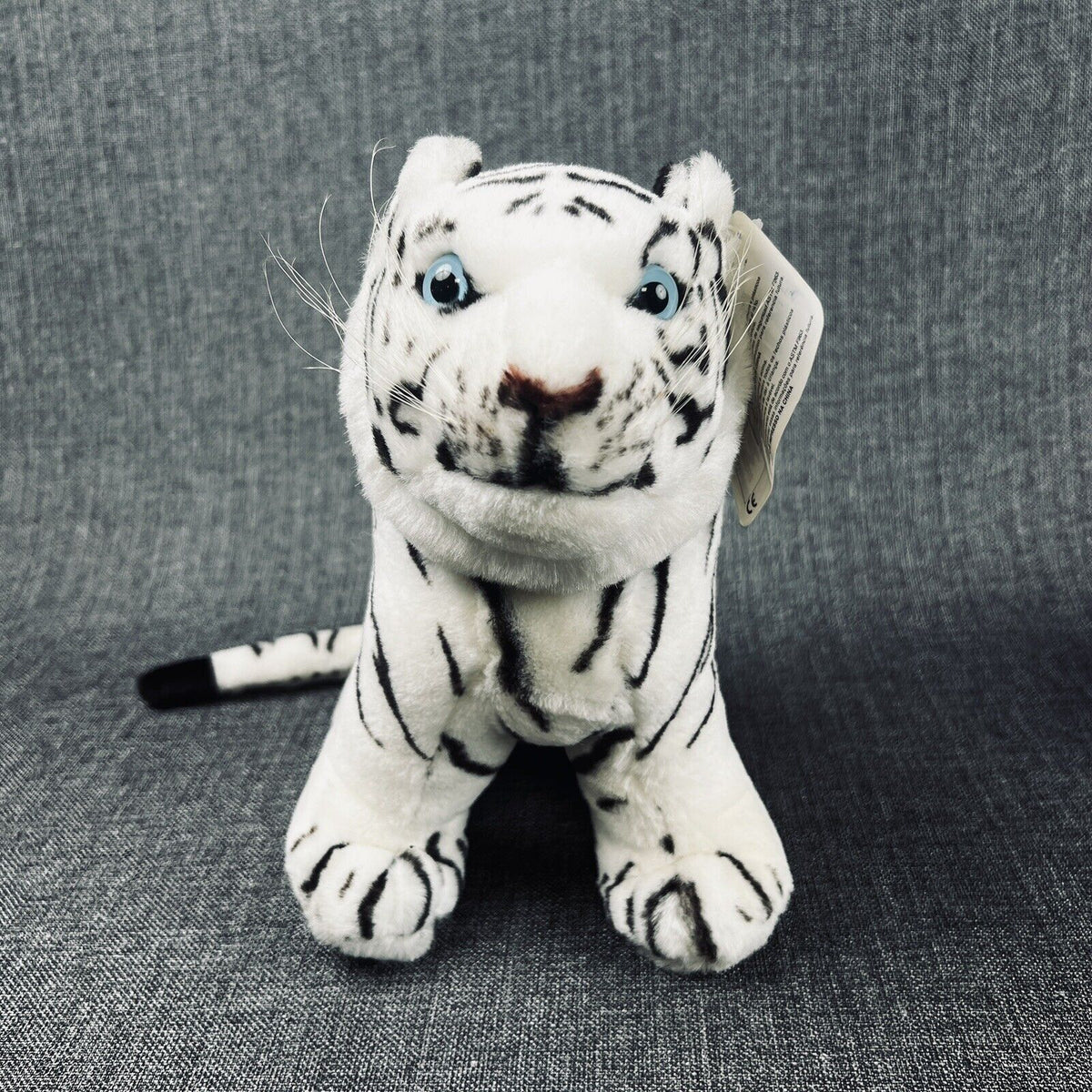 Animal Kingdom White Tiger Plush Blue Eyes with Original Tag 10"