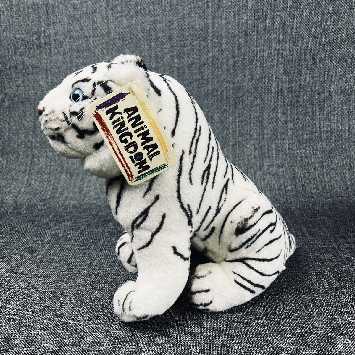 Animal Kingdom White Tiger Plush Blue Eyes with Original Tag 10"