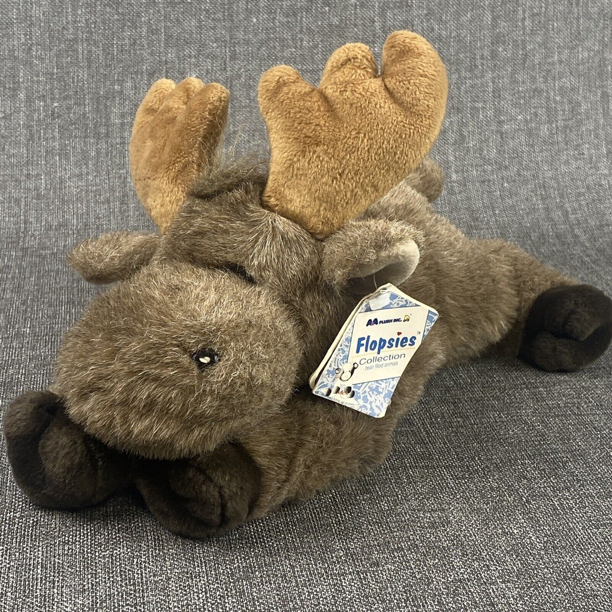 A&A Aurora Flopsies 'Mel' Moose Soft Fur 11" Plush VINTAGE 1980 Toy Orig Tag