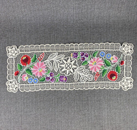 Embroidery Flower Table Runner Dresser Scarf 24" Long x 9" Wide