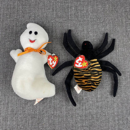TY Beanie Babies Lot Of Ghost Spooky and Spider Spinner