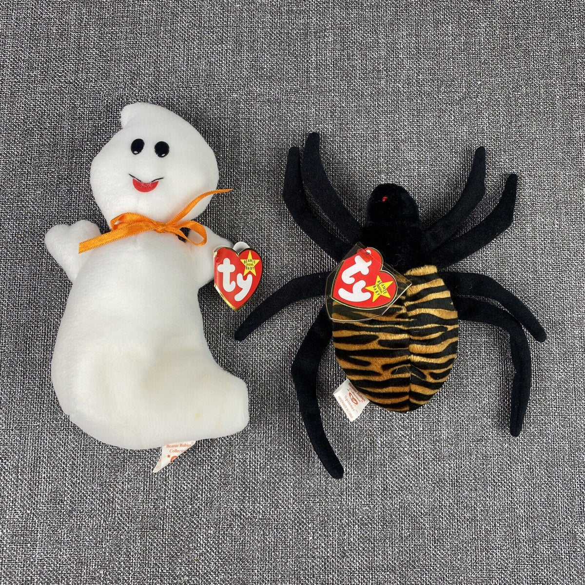 TY Beanie Babies Lot Of 2 Ghost Spooky and Spider Spinner Halloween