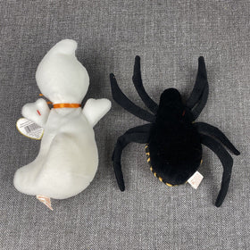 TY Beanie Babies Lot Of 2 Ghost Spooky and Spider Spinner Halloween