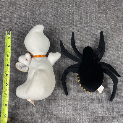 TY Beanie Babies Lot Of 2 Ghost Spooky and Spider Spinner Halloween