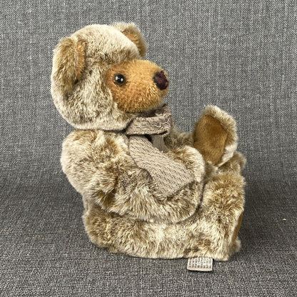 RICH Mohair Bear Plush with Original Tag and Brown Bow sitting 8"