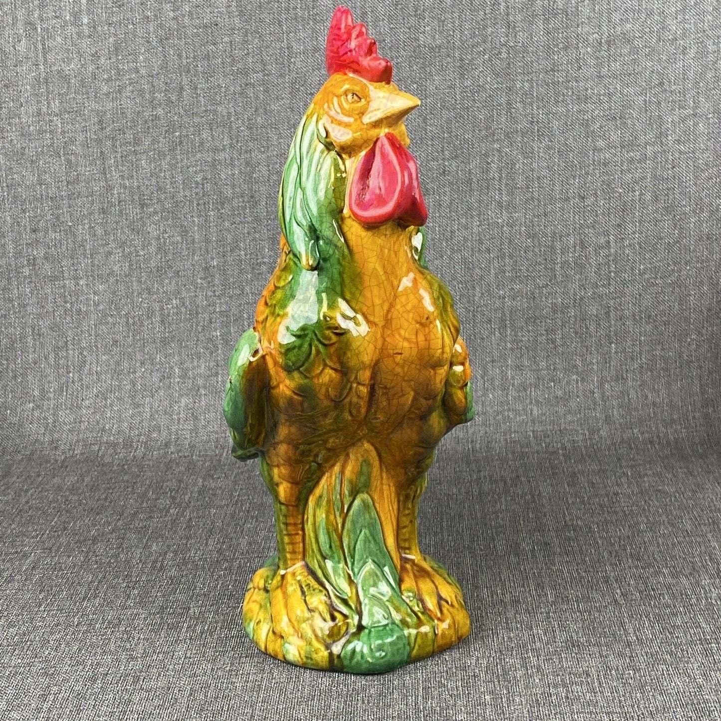 Large Ceramic Rooster Figurine Farmhouse Decor Statue 14.5” X 11”