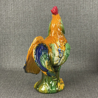 Large Ceramic Rooster Figurine Farmhouse Decor Statue 14.5” X 11”