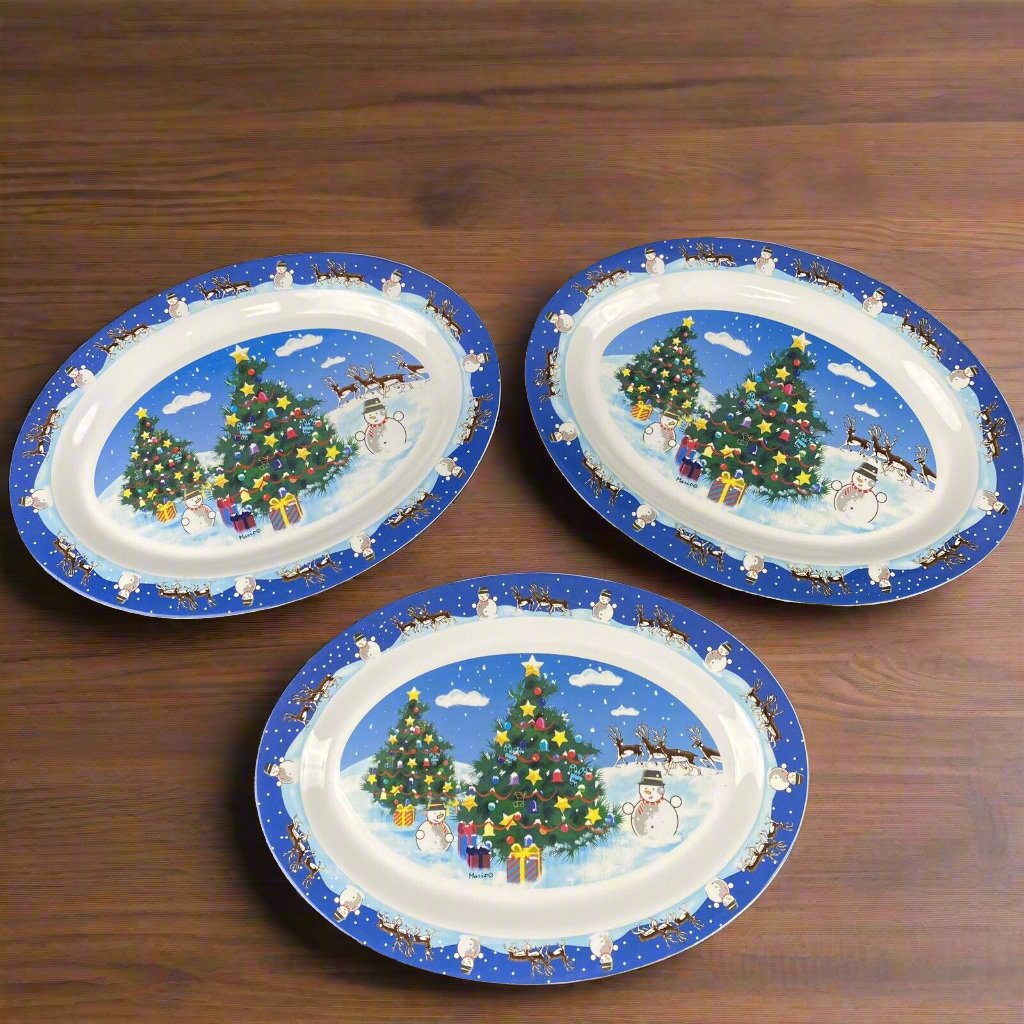 Vintage Christmas Tree Design Melamine Tray Set of 3