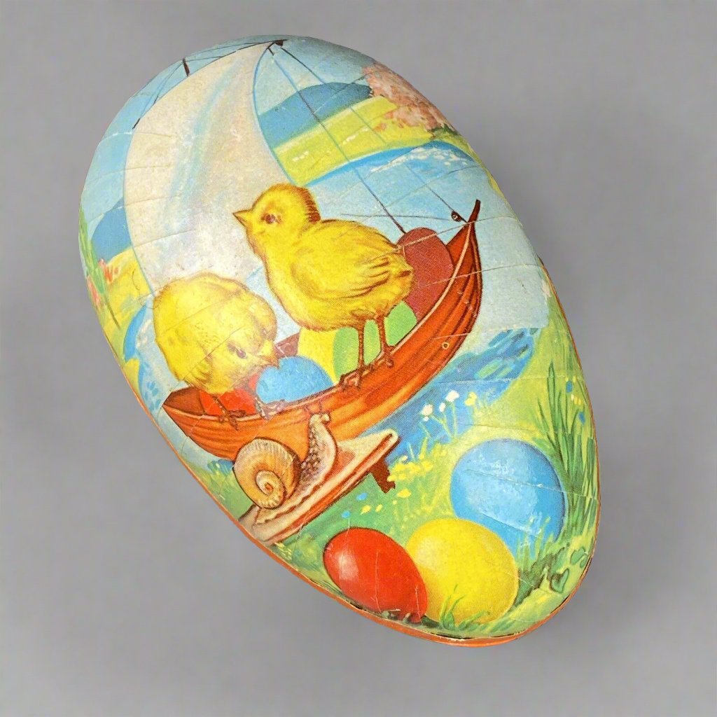 Easter Paper Mache  Egg Candy Container 4"  made in West Germany