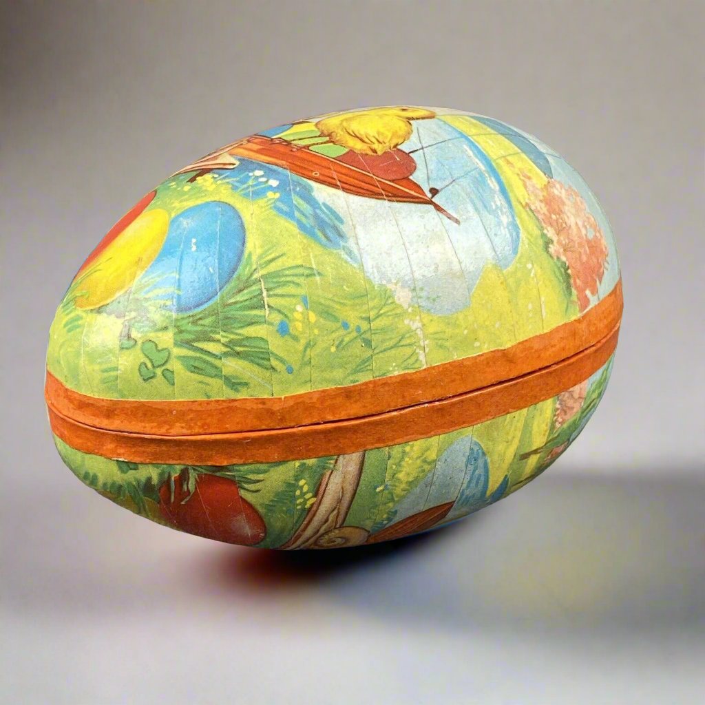 Easter Paper Mache  Egg Candy Container 4"  made in West Germany