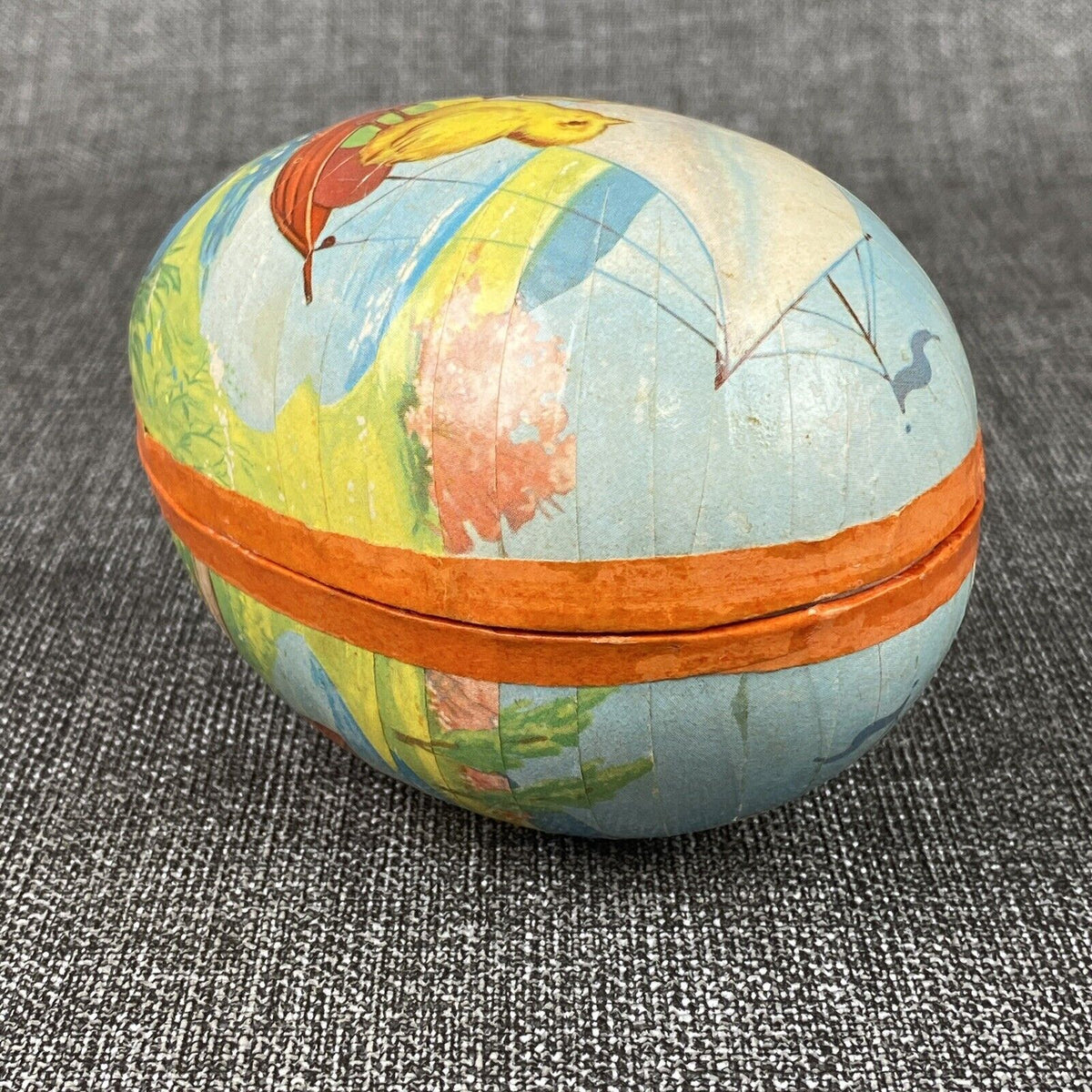 Easter Paper Mache  Egg Candy Container 4"  made in West Germany