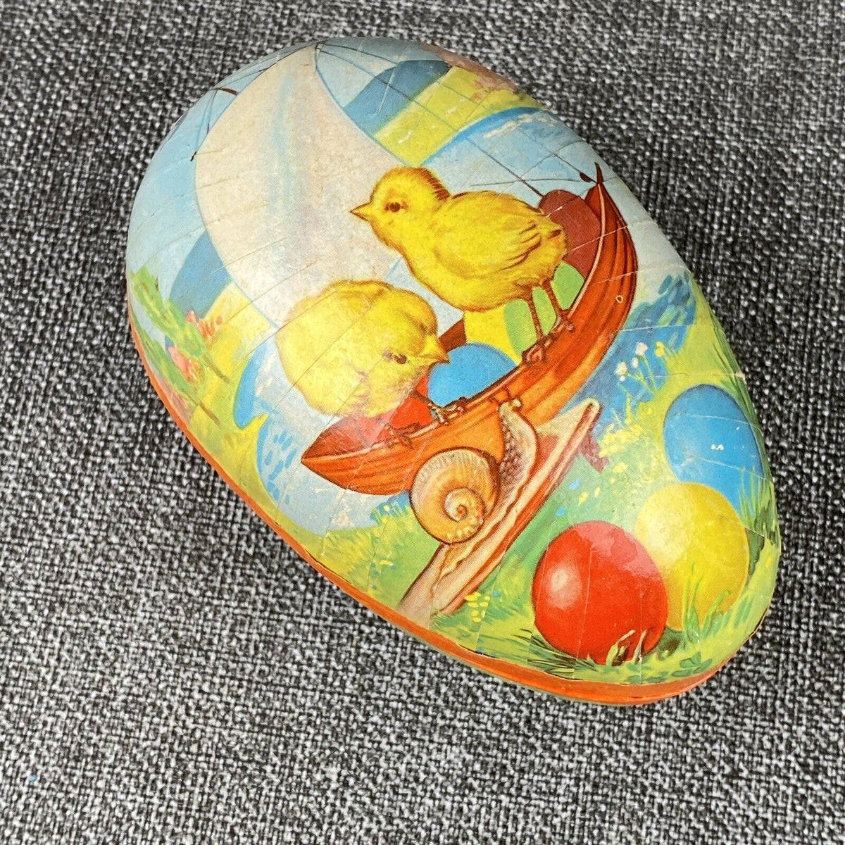 Easter Paper Mache  Egg Candy Container 4"  made in West Germany