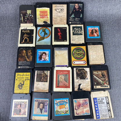 Lot of 24 8 Track Tapes UnTested, As-Is: Elvis, Dolly Paron, Tull, Nelson, more