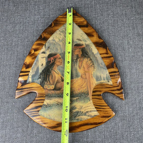 Indian Couple Wooden Resin Arrow Head Plaque Vintage