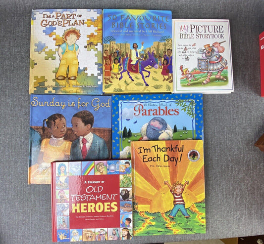 Lot Of 7 Assorted Children's Books - Religious, Parables, Gods Plan