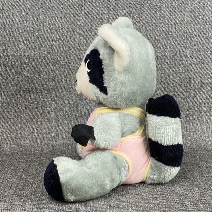 Vintage Rushton Raccoon Plush 10" sitting