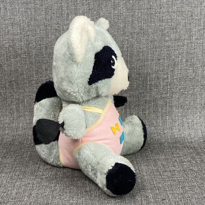 Vintage Rushton Raccoon Plush 10" sitting