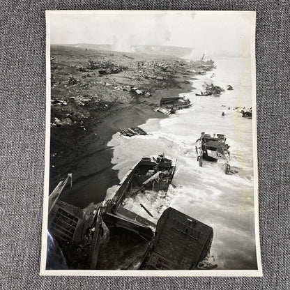 Official U. S. Marine Corps Photo Invasion Wreckage  Iwo Jima WWII