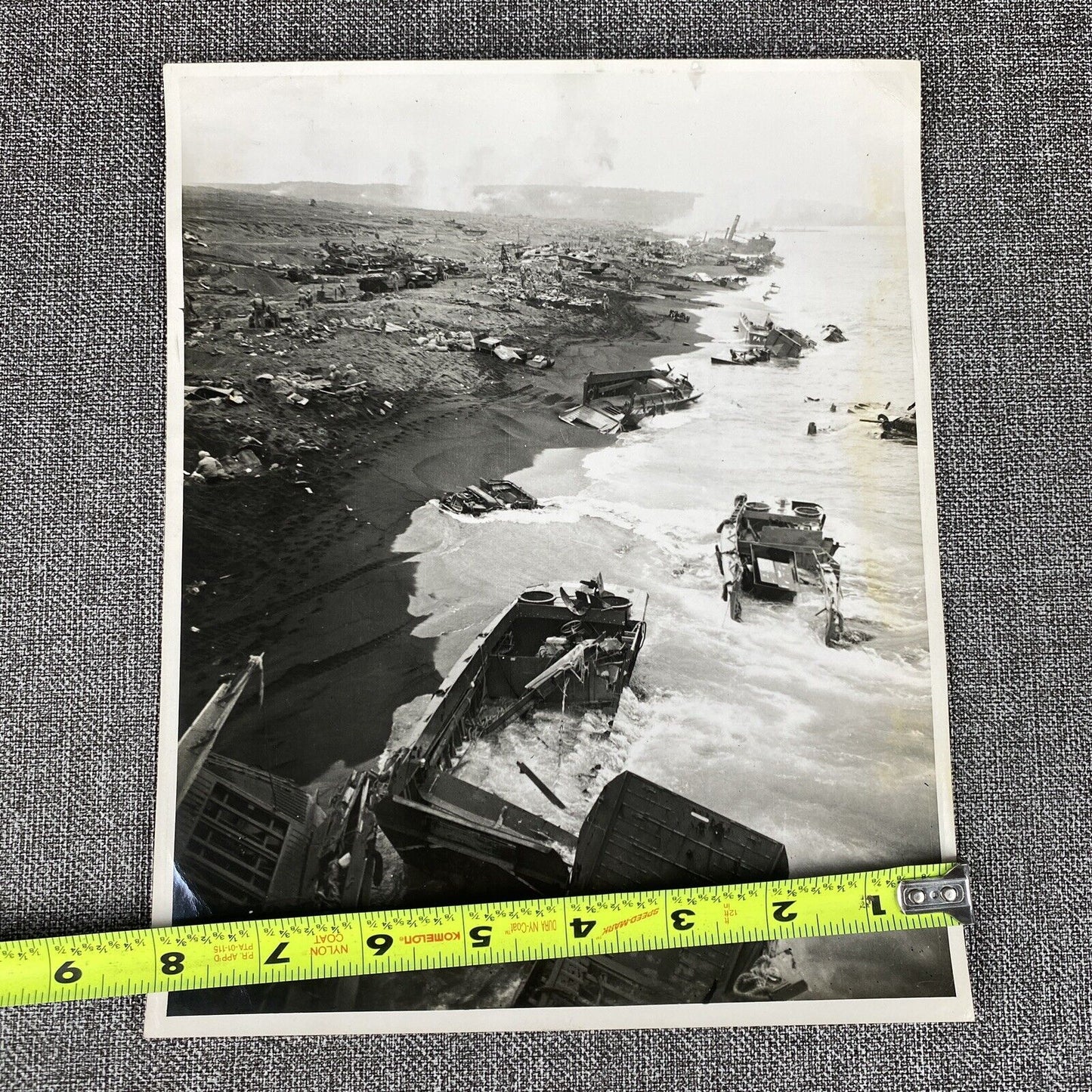 Official U. S. Marine Corps Photo Invasion Wreckage  Iwo Jima WWII