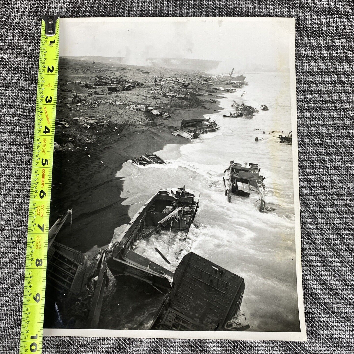 Official U. S. Marine Corps Photo Invasion Wreckage  Iwo Jima WWII