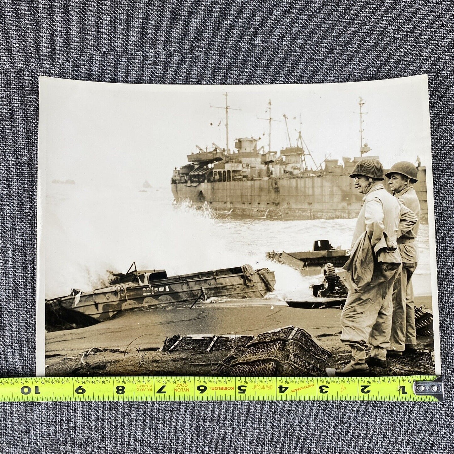 Official U. S. Marine Corps Photo Howling Mad Views the Vreckage Iwo Jima WWII