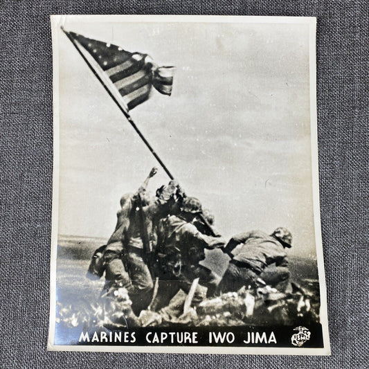 Official U. S. Marine Corps Photo Marines Raising the Flag WWII 1945