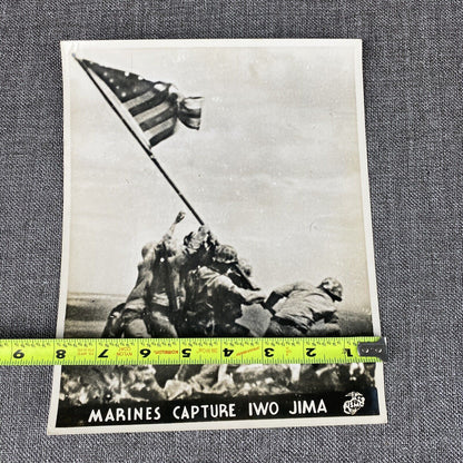 Official U. S. Marine Corps Photo Marines Raising the Flag WWII 1945