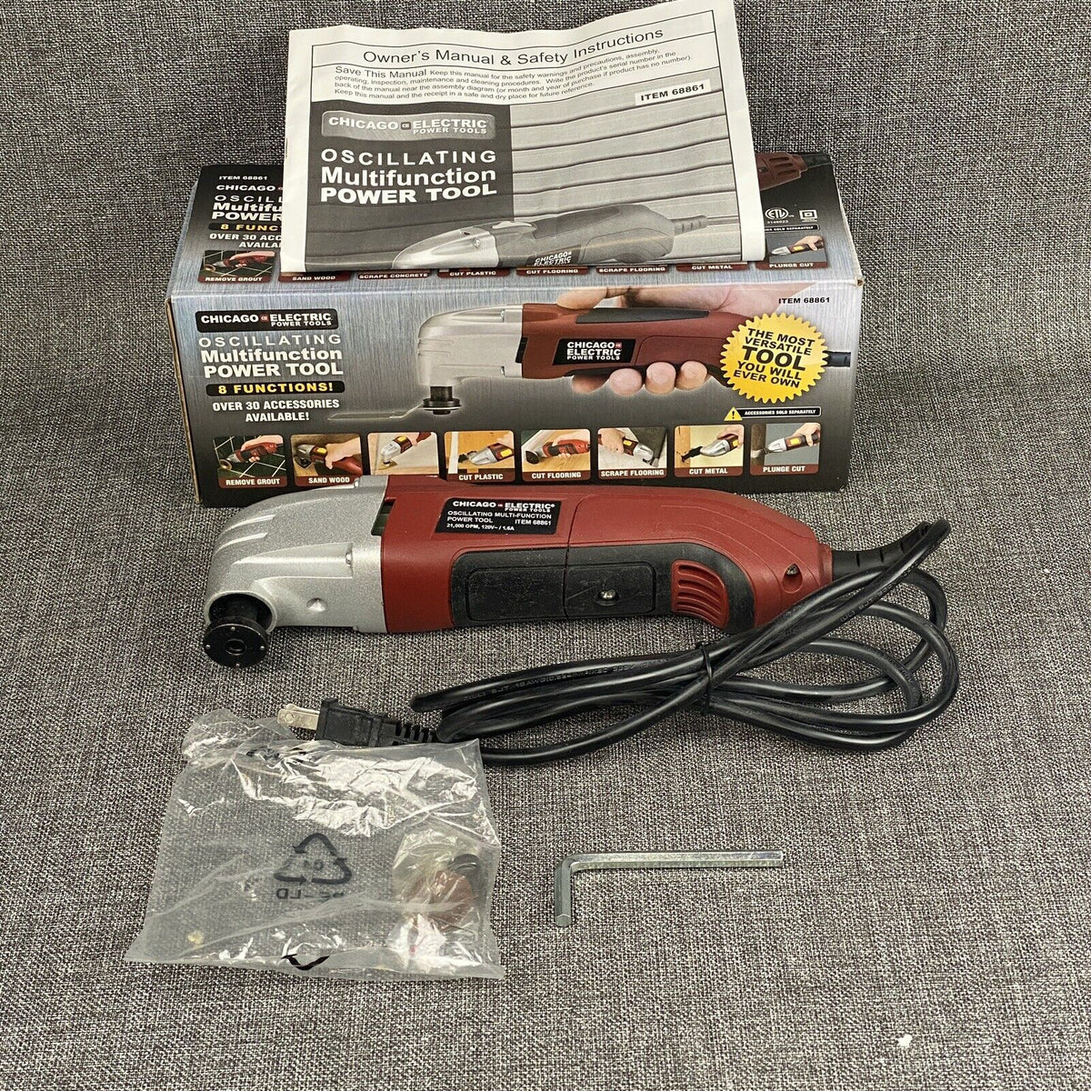 Chicago Electric Item # 68861 Oscillating Multifunction Power Tools - opened box