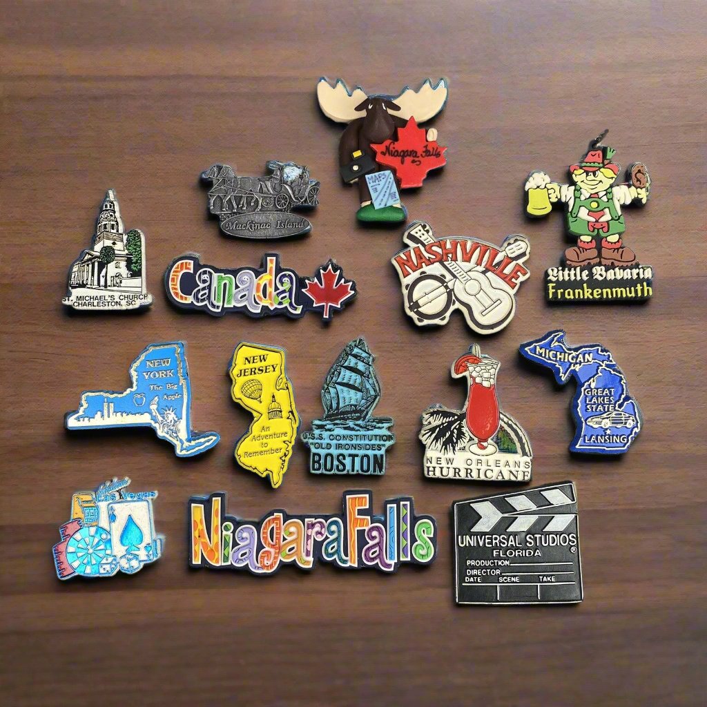 Lot Of 14 Vintage Refrigerator Magnets  Travel Animals Kitchen Souvenirs