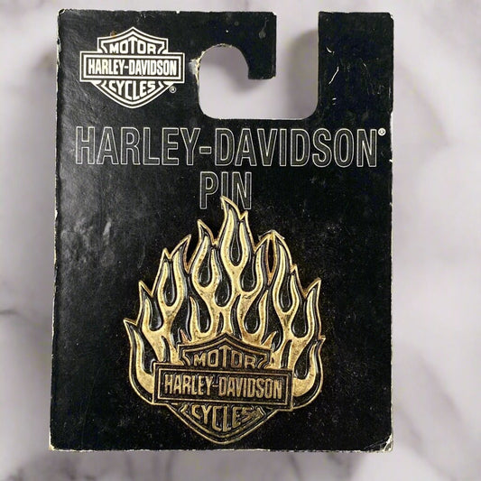 Harley-Davidson Flames , Flaming Logo Pin ,  New Old Stock